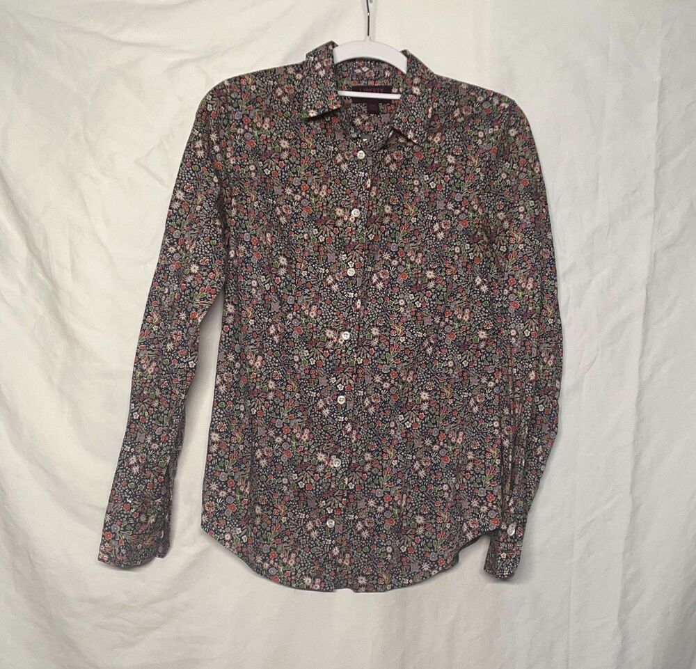 J. Crew Liberty Art Fabrics Kayoko Floral Indigo Sunset Shirt Size 00